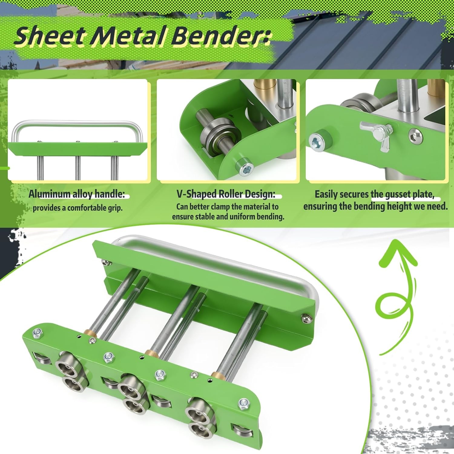 Adjustable Metal Bender Tool for Roofing – 0-90° Sheet Metal Roller