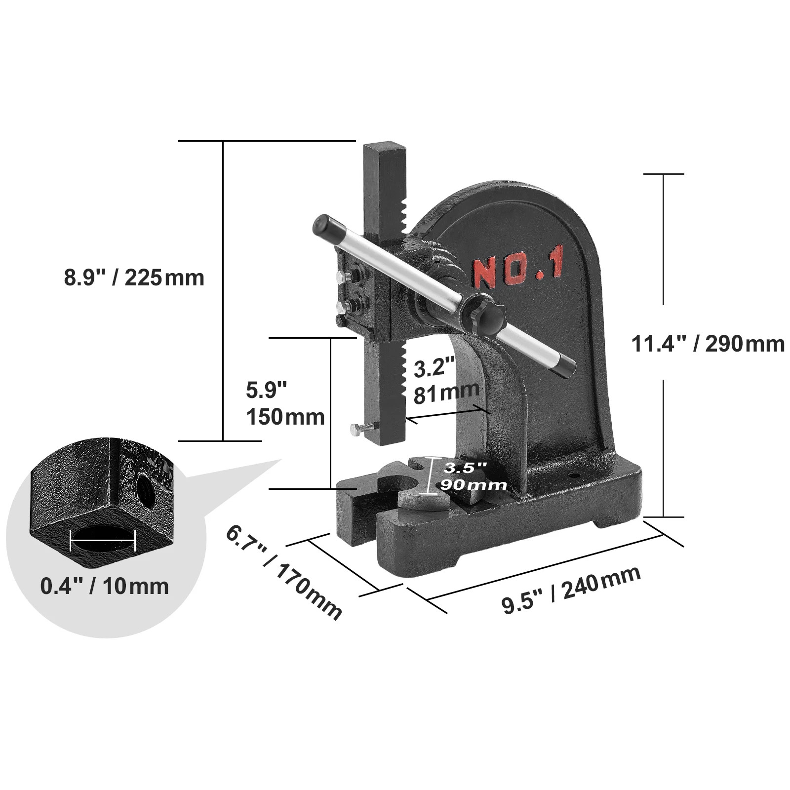 SucceBuy 1 Ton Arbor Press Manual Arbor Press Cast Iron Heavy duty Manual