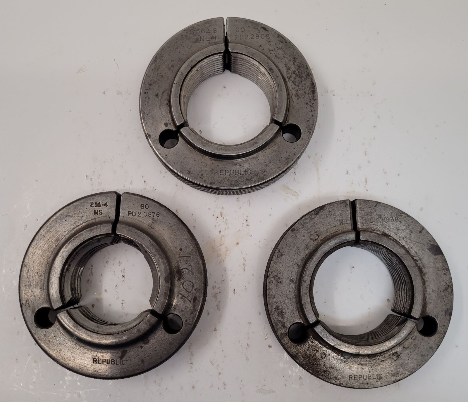 Republic Thread Ring Gauges – GO – Various Sizes – Set of 3