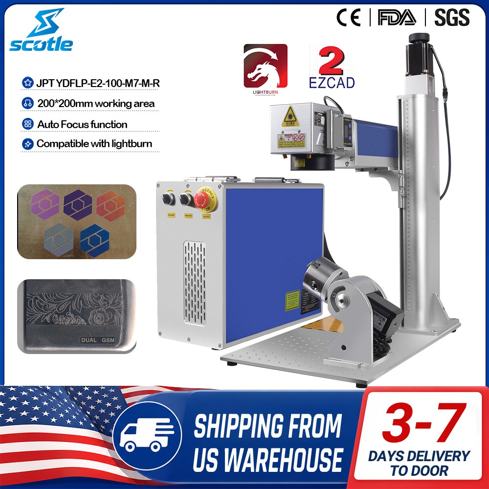 US Stock JPT M7 MOPA 100W Auto Focus 1064nm Laser Marking Machine Metal Engraver