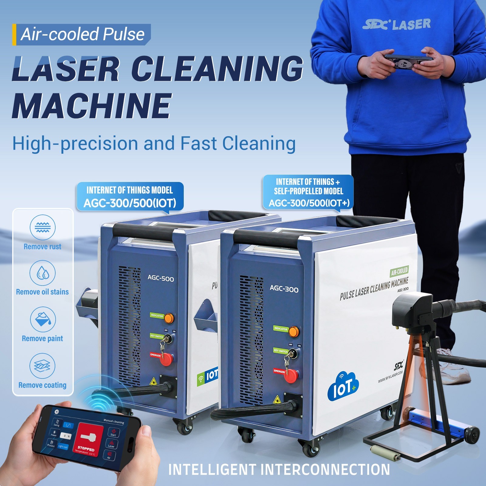 Portable 300W Gaussian Beam Pulse Laser Rust/Paint/Stains/Oil Removal Machine