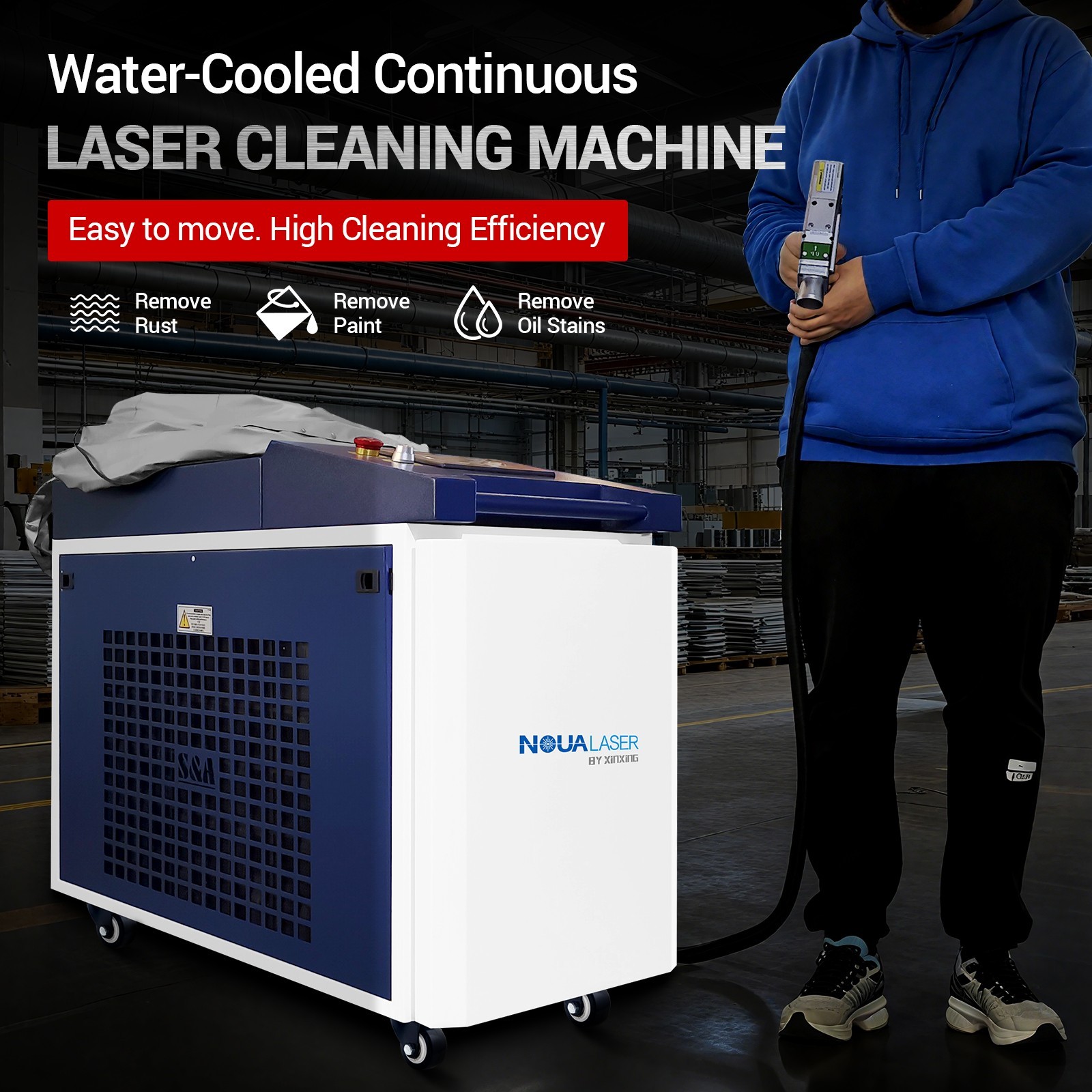 US STOCK 1500W Fiber Laser Cleaning Machine Rust Remover Paint Removal 300mm