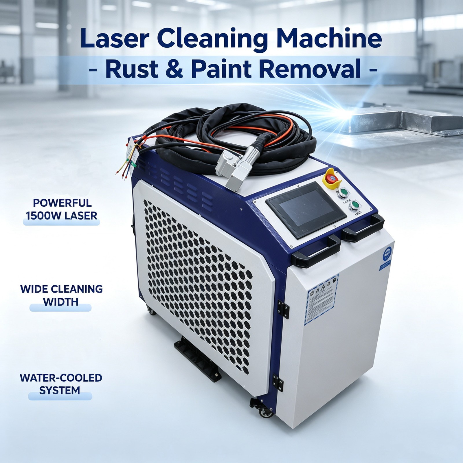 Laser Cleaning Machine Rust Remover Paint Oil Dirt Coating Removal 220V 1500W