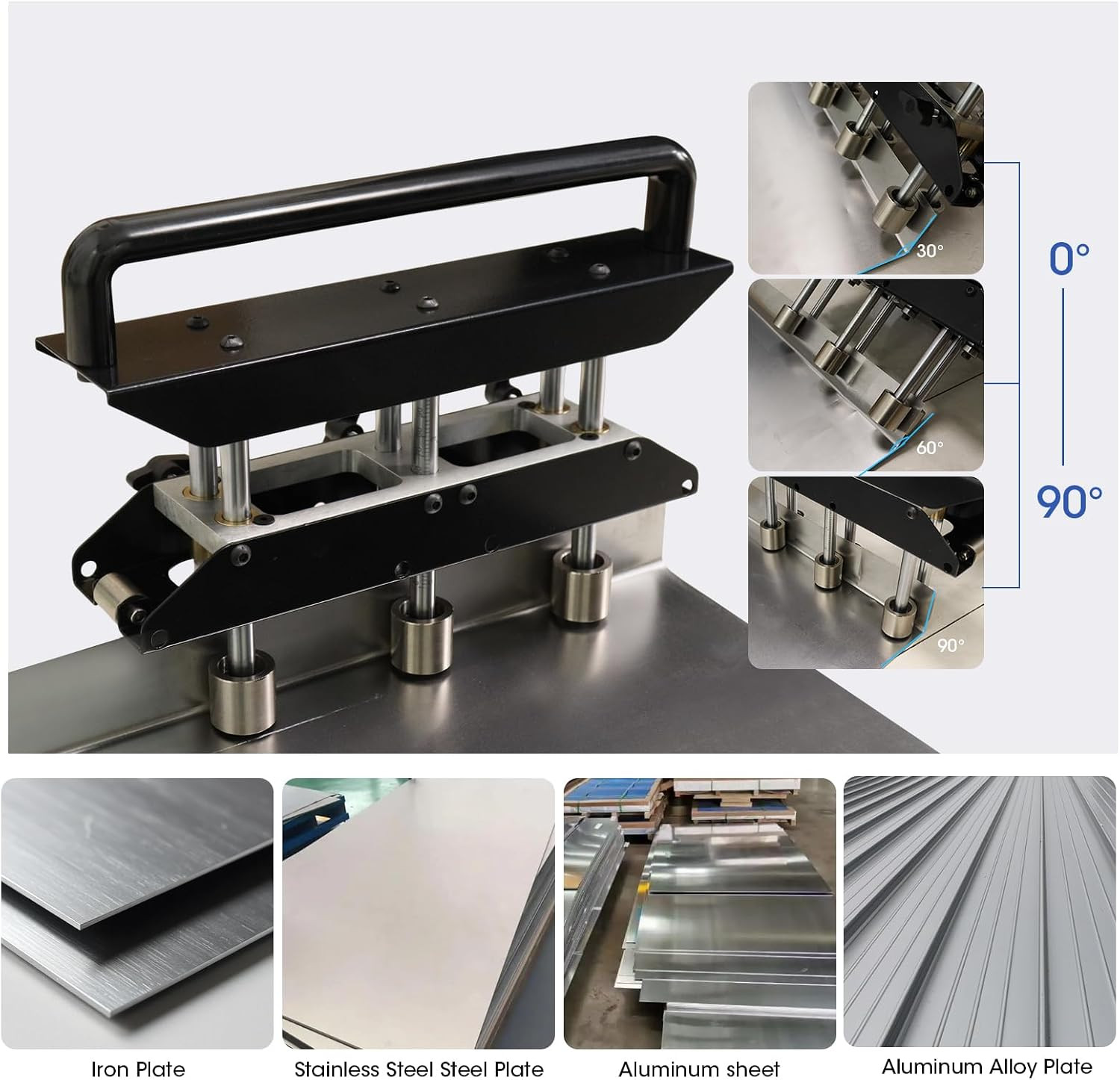 3-Station Edge Roller Bender, 0-90° Adjustable Sheet Metal Roofing Bending Tool,