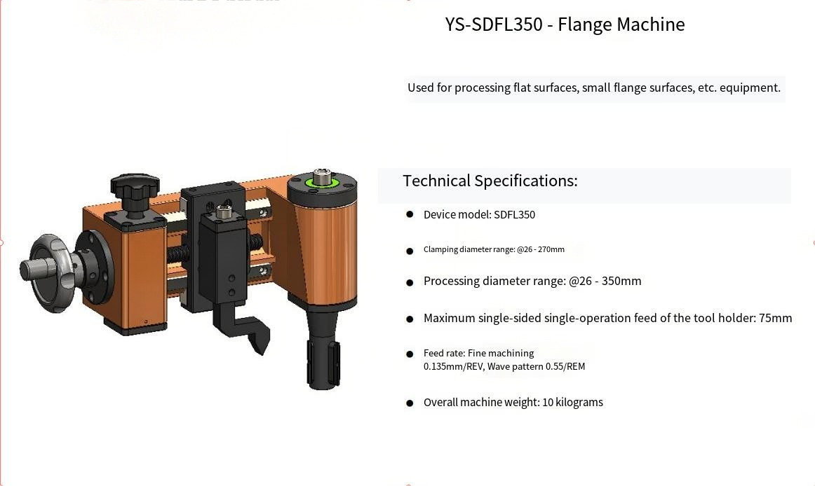 YS-SDFL350 Portable Manual Flange Facer Hand Power Flange Facing Machine 355.6mm