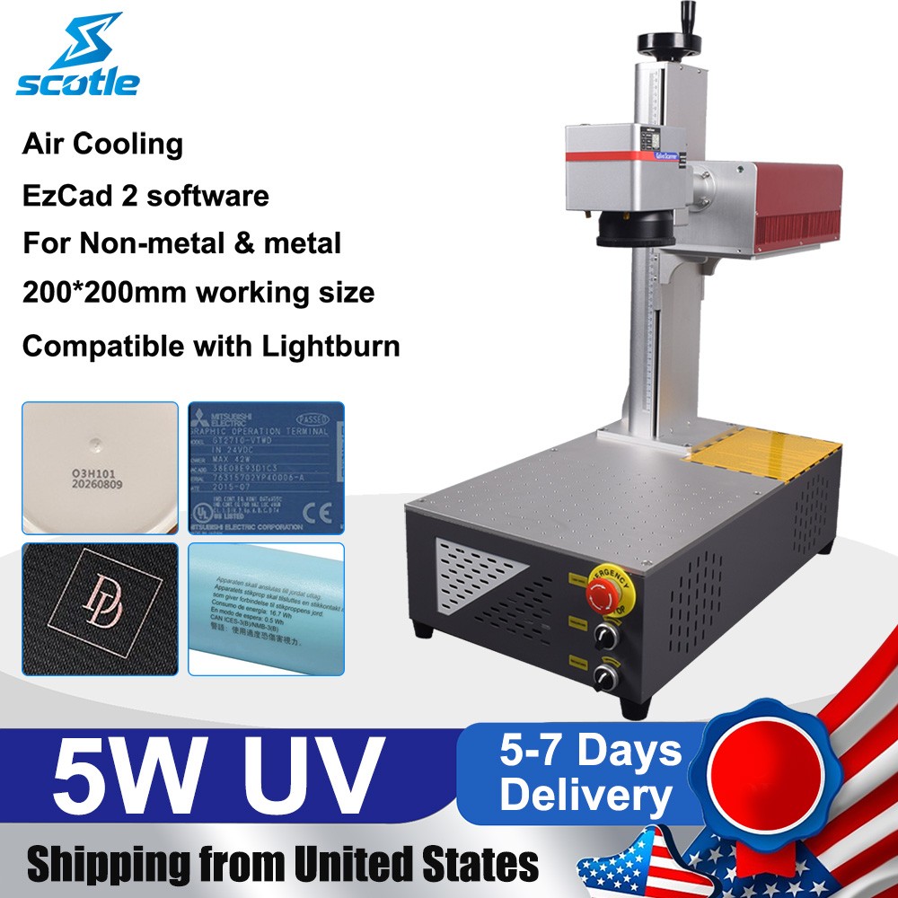 5W Air Cooling UV Laser Engraver Marking Machine For Glass Wood Acrylic US Stock