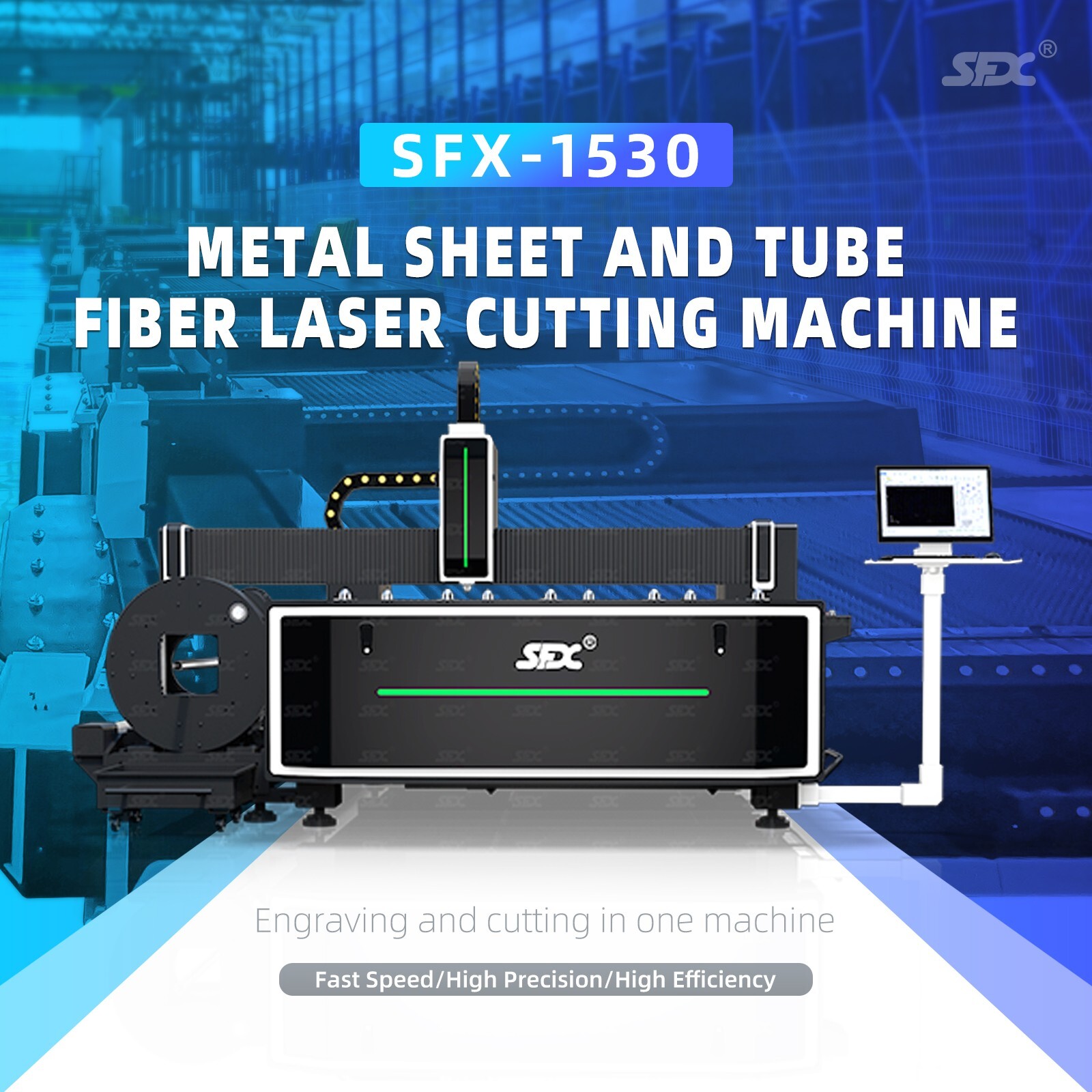 3000W MAX Metal Sheet and Tube Fiber Laser Cutting Machine 1500*3000mm