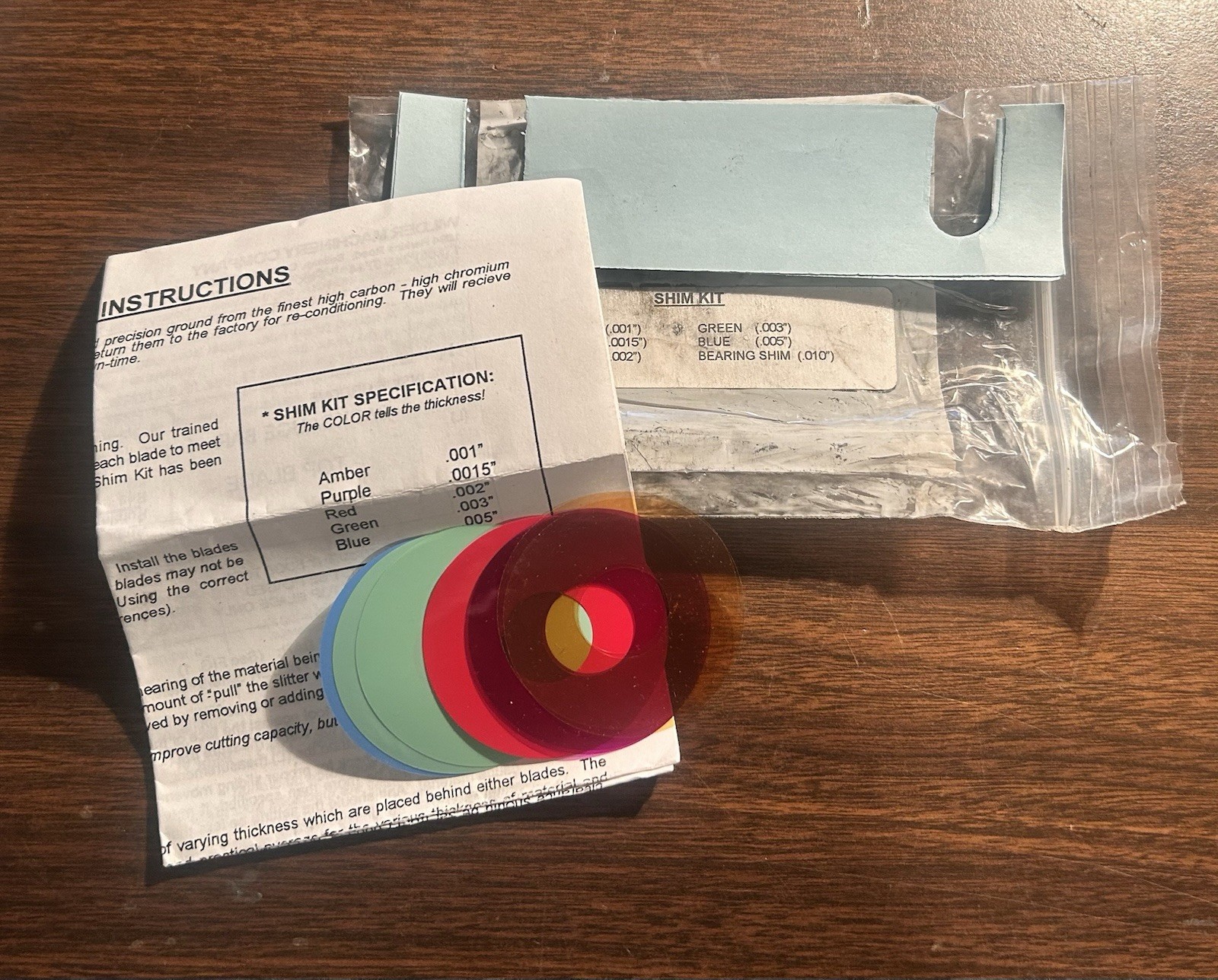 Wilder Slitter Shim Kit. NOS. Lockformer, Pexto Tinsmith Roofing Tinknocker Guy