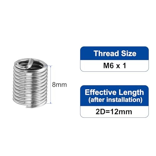 uxcell M6 x 1mm x 2D 304 Stainless Steel Helicoil Wire Thread Inserts 20pcs