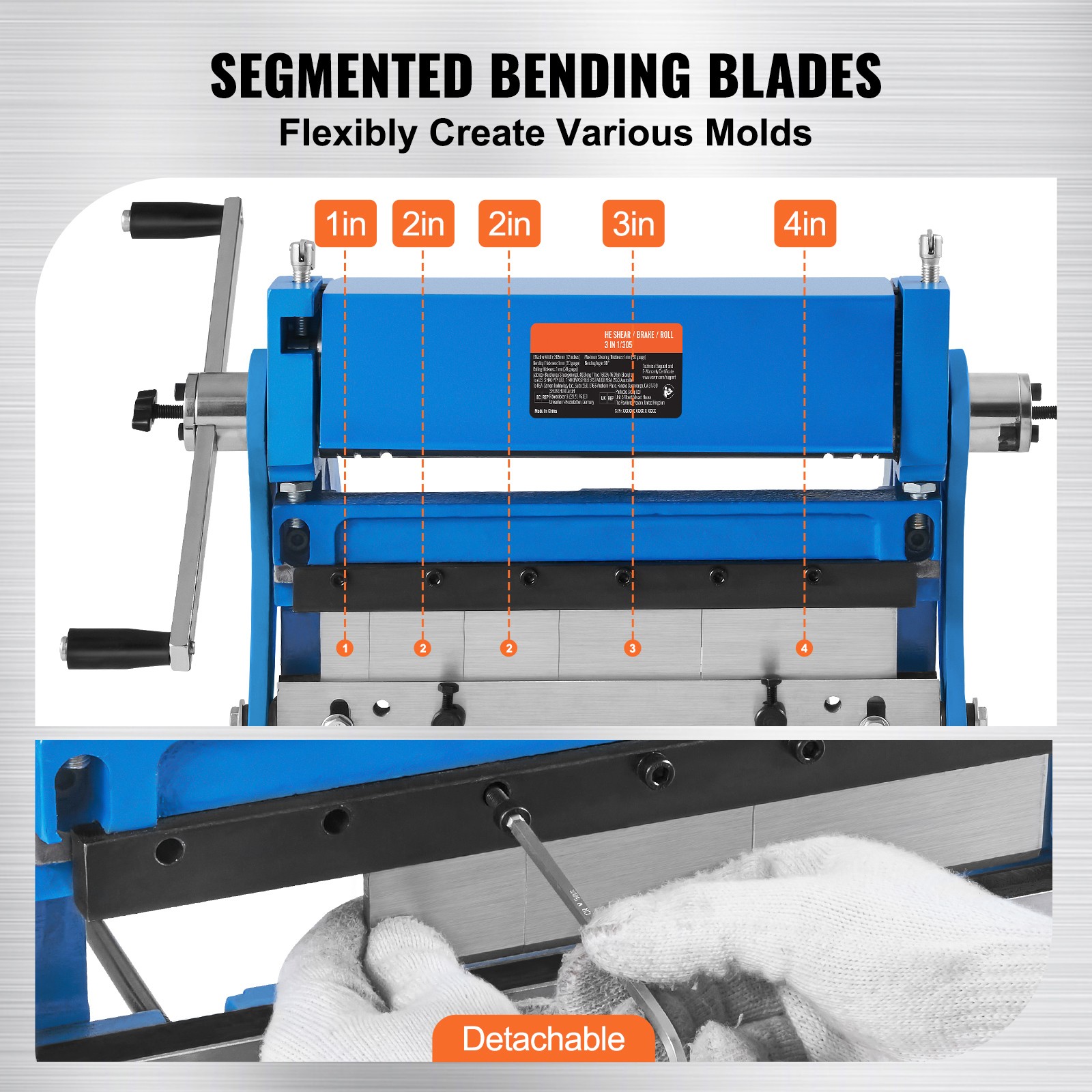 Uimoso 12-Inch Sheet Metal Shear 3-in-1 Combo Shear Brake Roll Machine, 20 GA