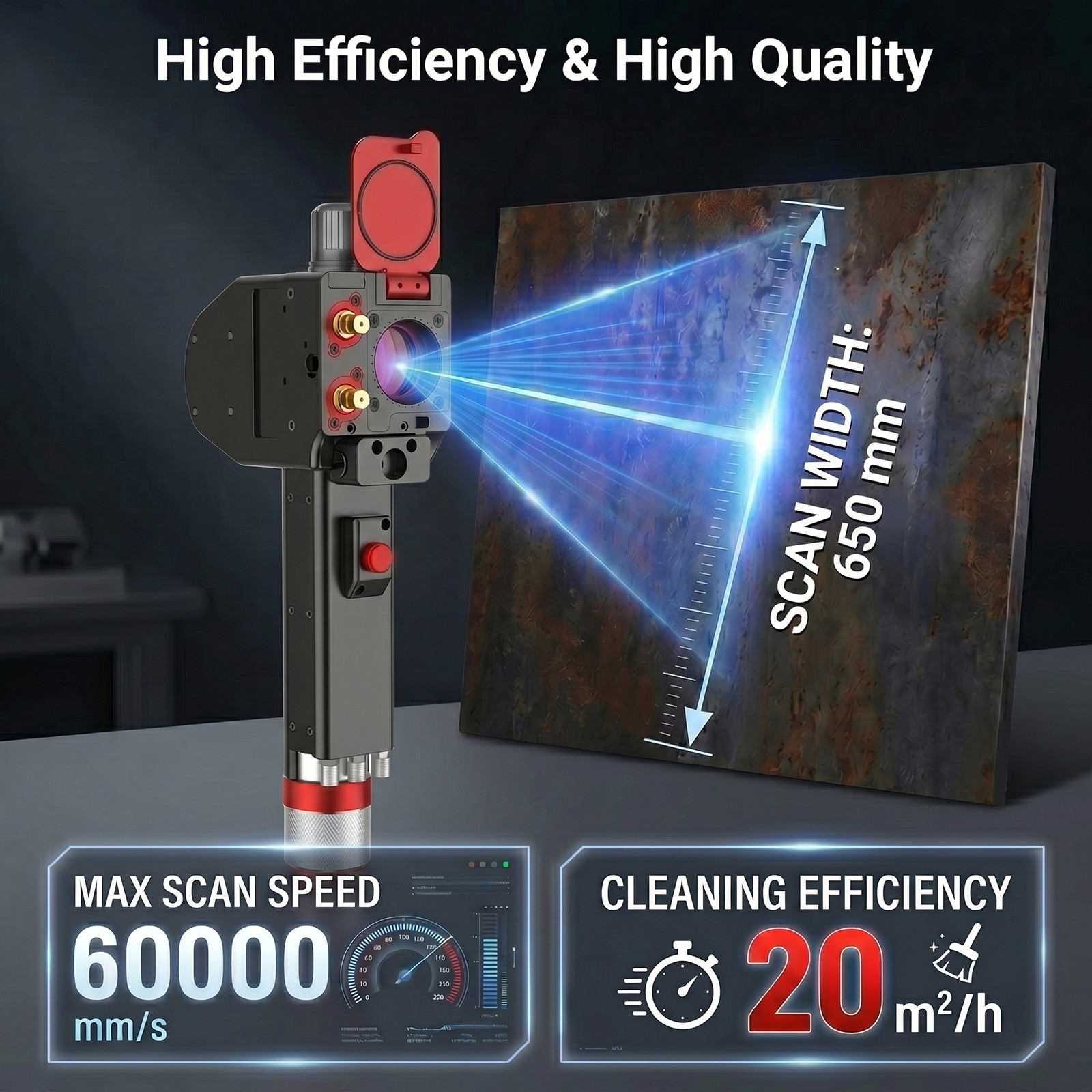 1200W Raycus Laser Cleaning Machine -Rust Paint Oxide Remover double pendulum US