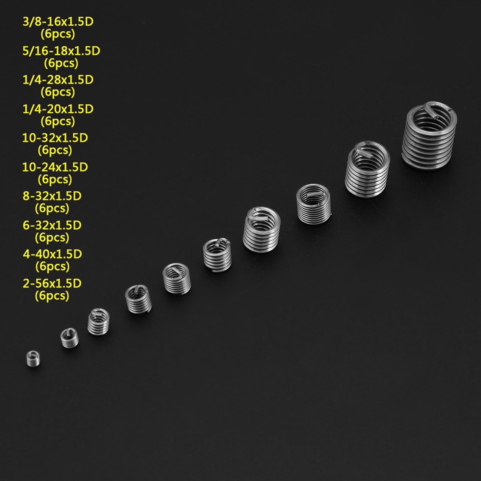 60pcs 304 Stainless Steel Wire Screw Sleeve Thread Repair Insert Assortment Kit