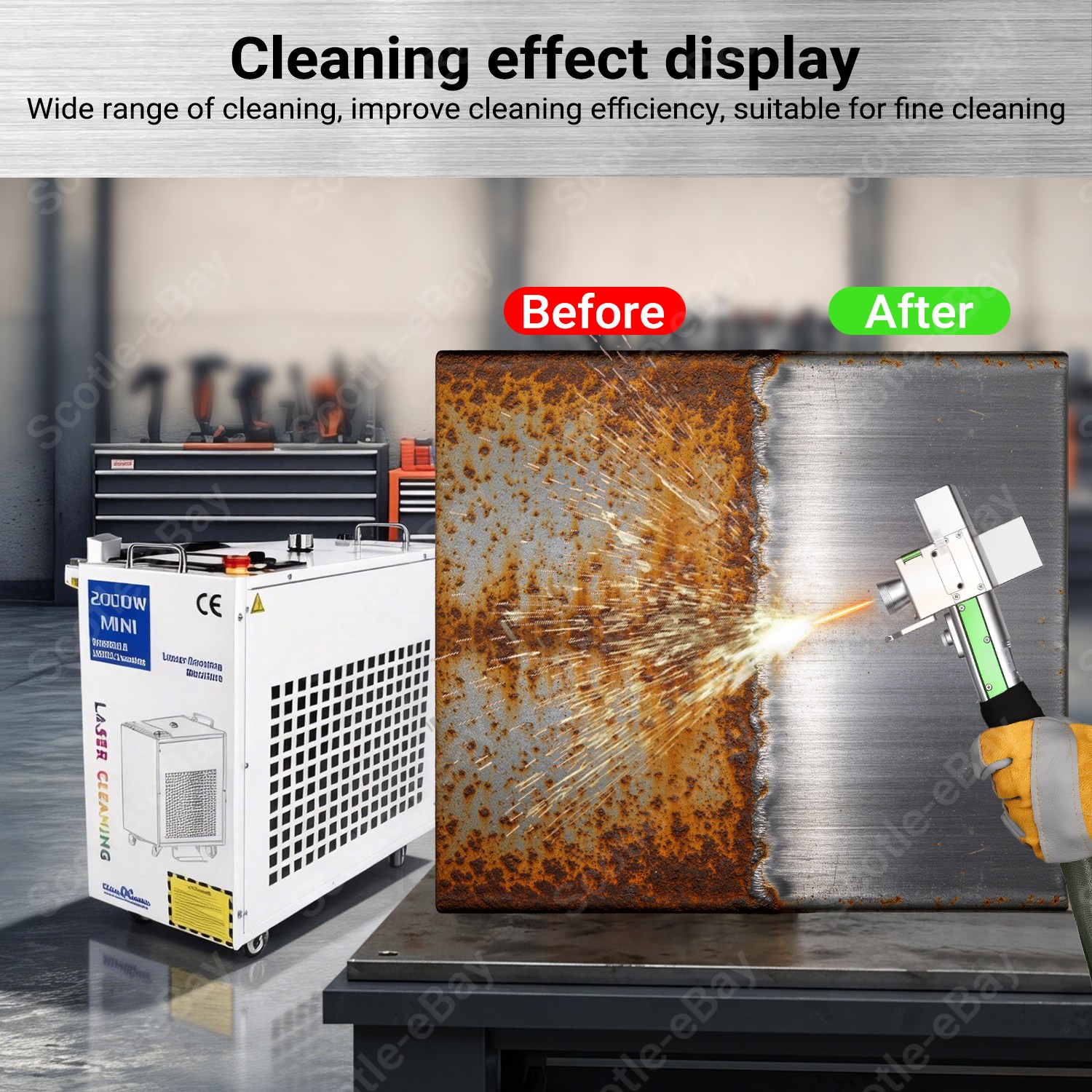 AU 2000W Fiber Laser Cleaning Machine Car Metal Oil Rust Paint Remover Cleaner