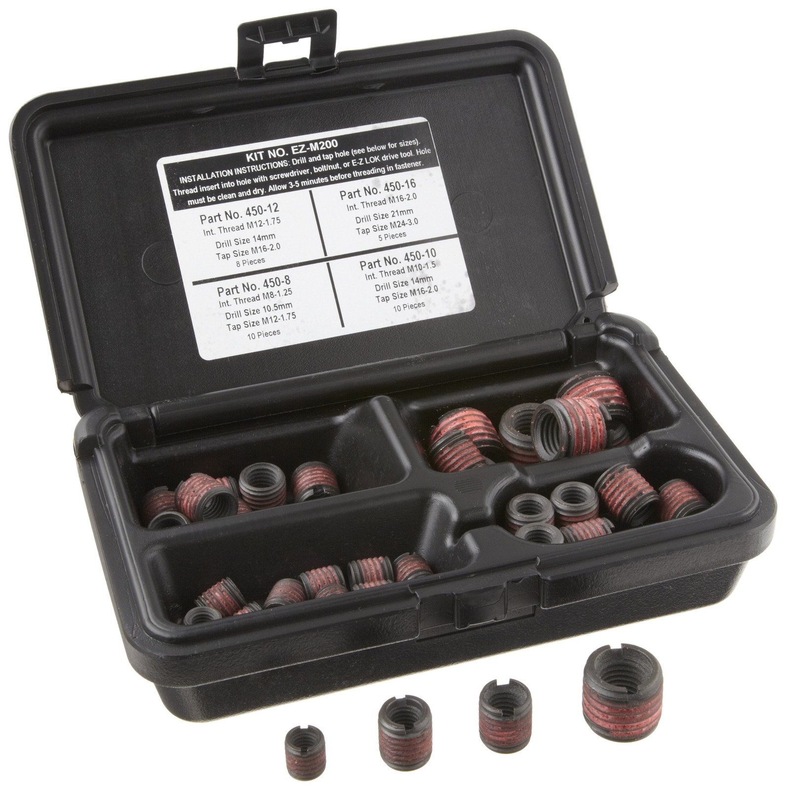 Ezm200 Threaded Inserts For Metal Assortment Kit Carbon Steel Metric Internal Th