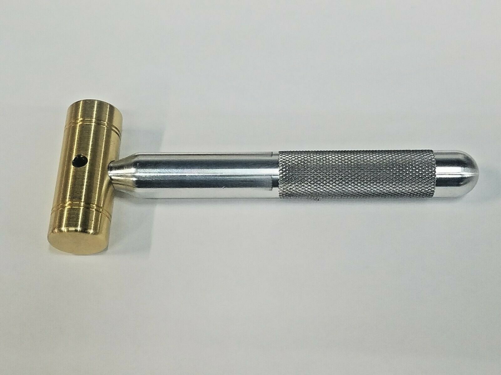 SMALL SOLID BRASS HAMMER 4 OZ. KNURLED 5/8″ ALUMINUM HANDLE * MADE IN USA